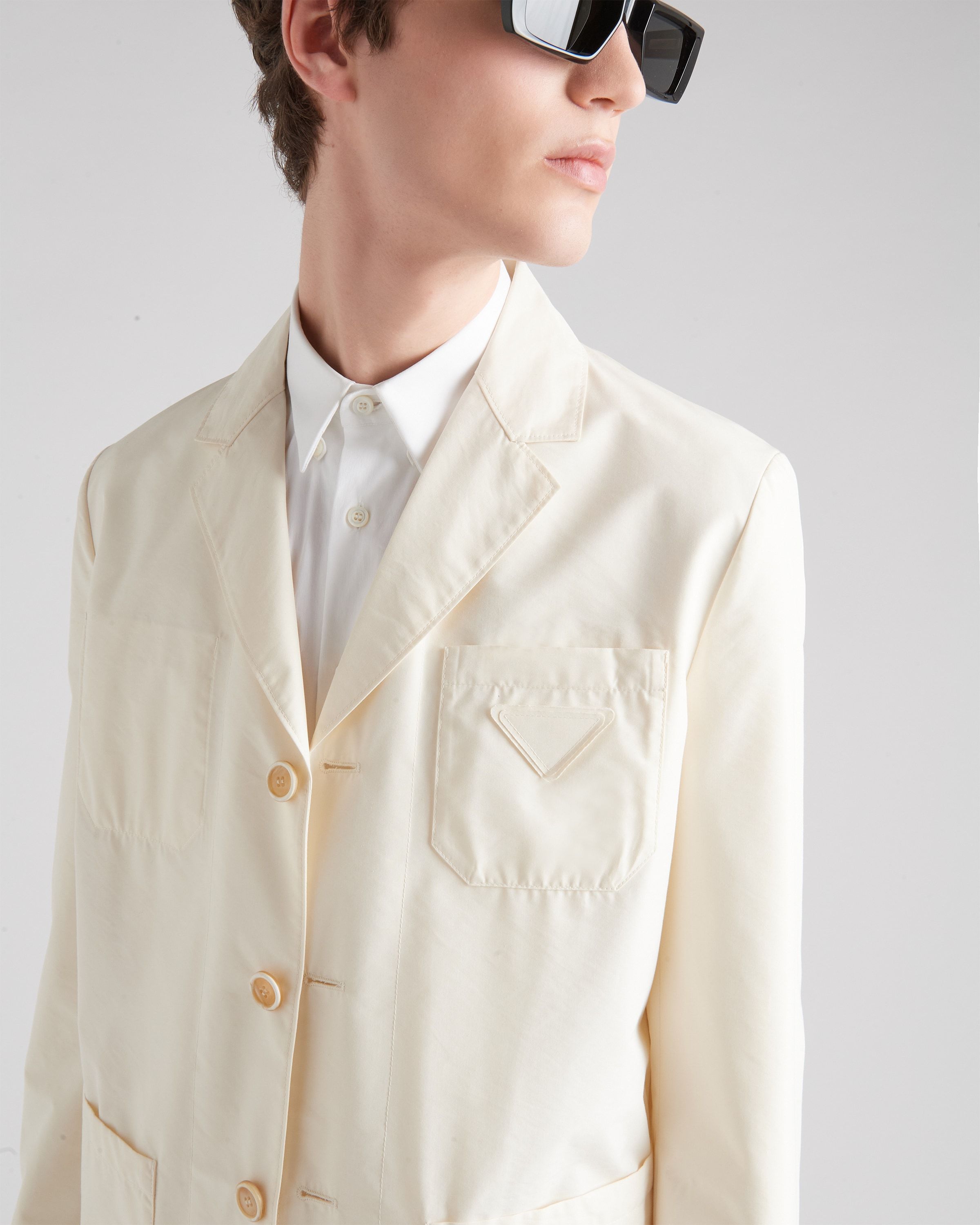 Prada Single-breasted Cotton Coat In Nude