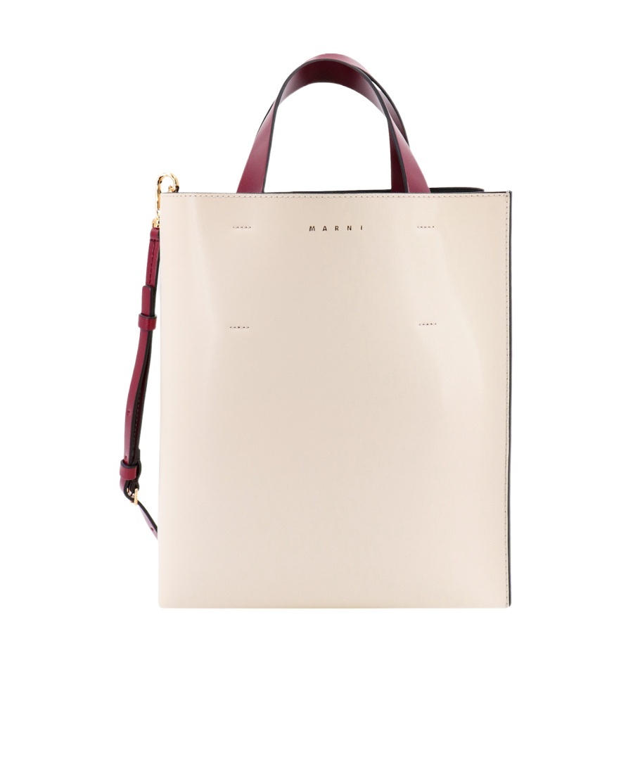 Shop Marni Museo Colour-block Leather Tote In Nude