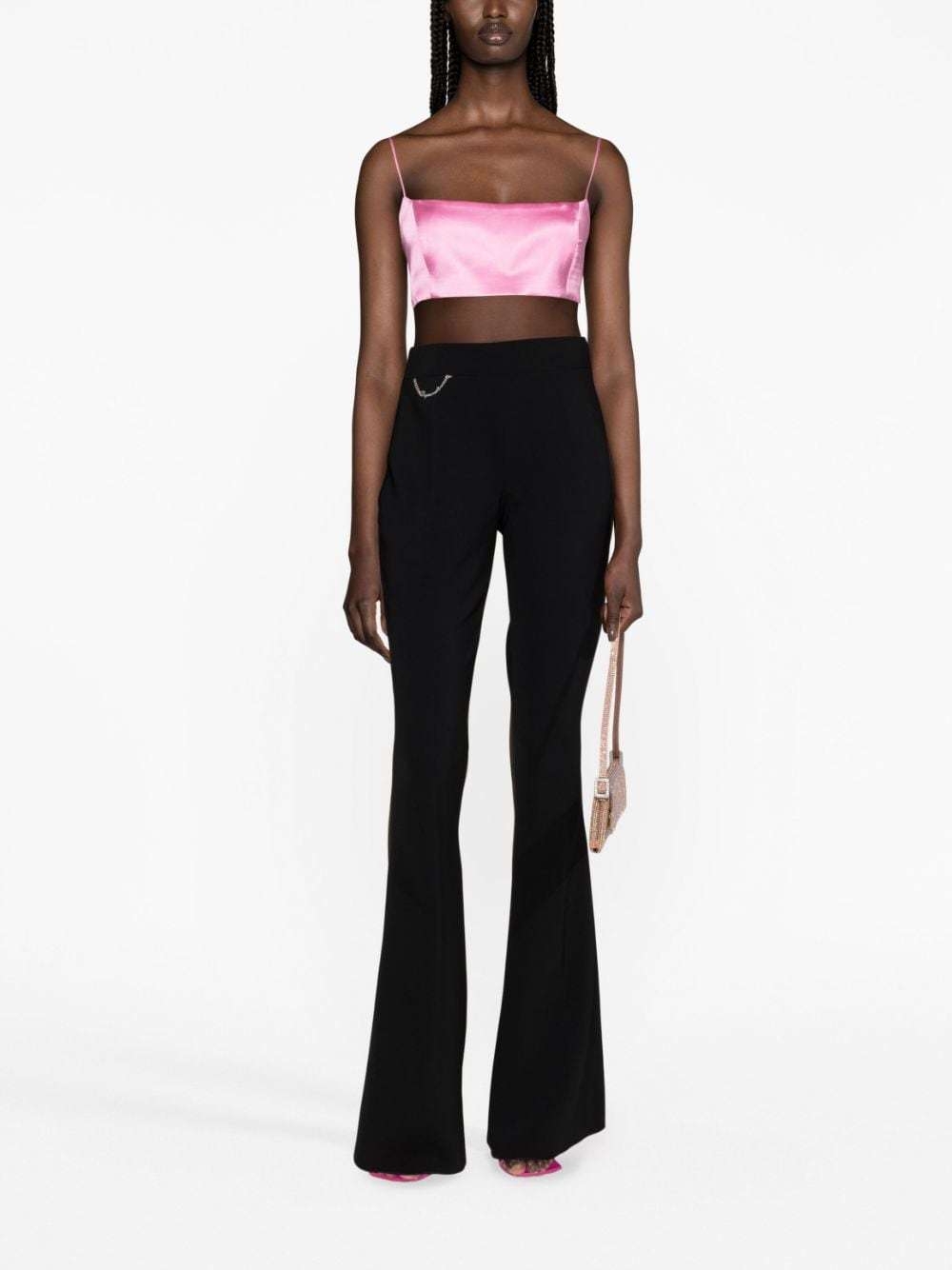 DSQUARED2 CHAIN-EMBELLISHED FLARED TROUSERS