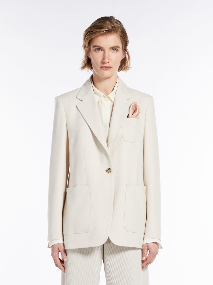 Shop Max Mara Vitalba Cashmere Single-breasted Blazer In White