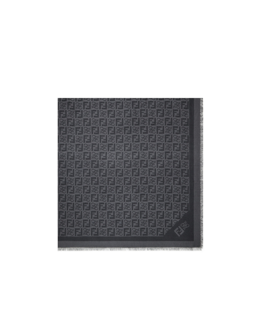 Fendi Keffiyeh Monogram Silk-blend Scarf In Gray