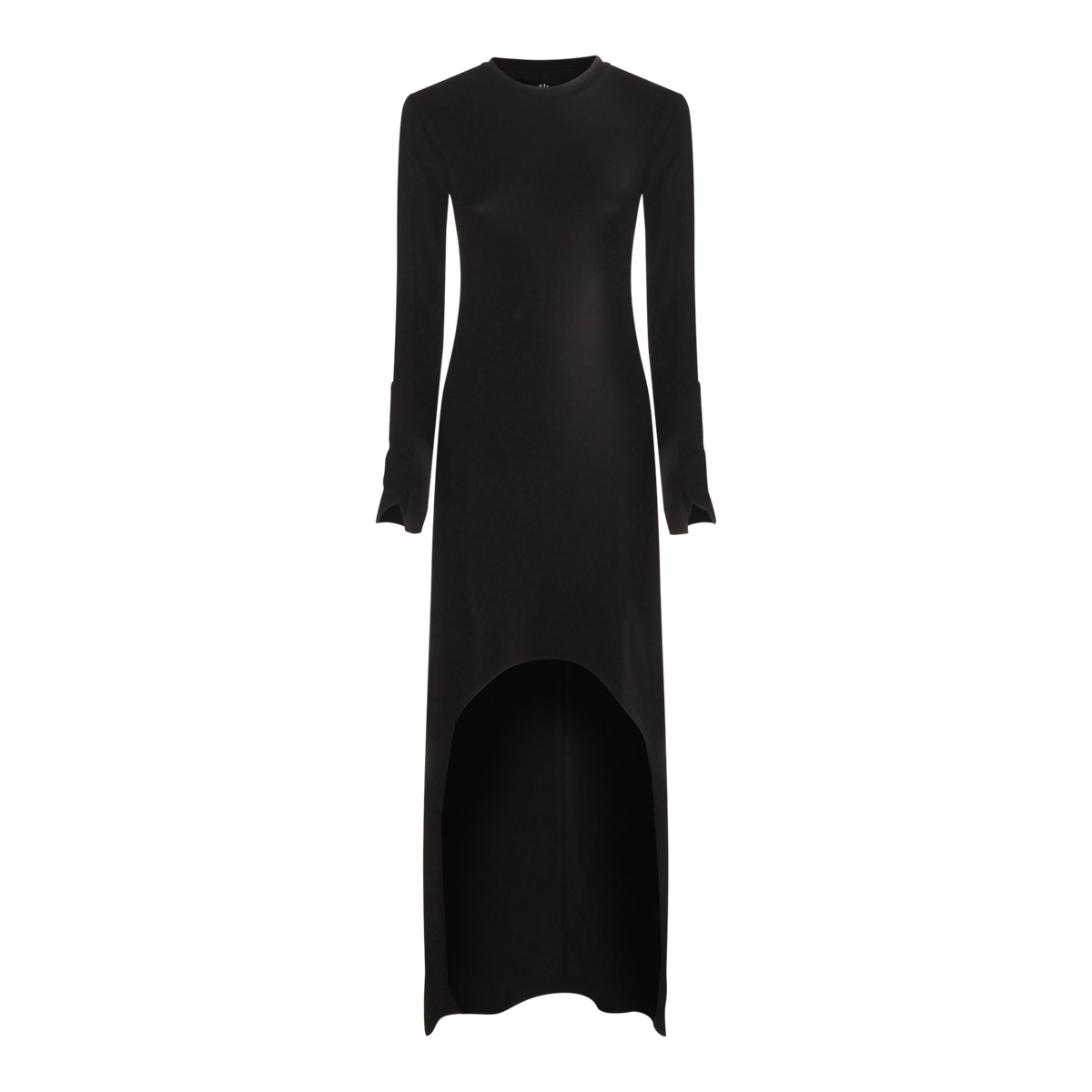 Thom Krom Slim Fit Viscose Blend Stretch Crepe Crew Neck Maxi Dress 219.00 In Black