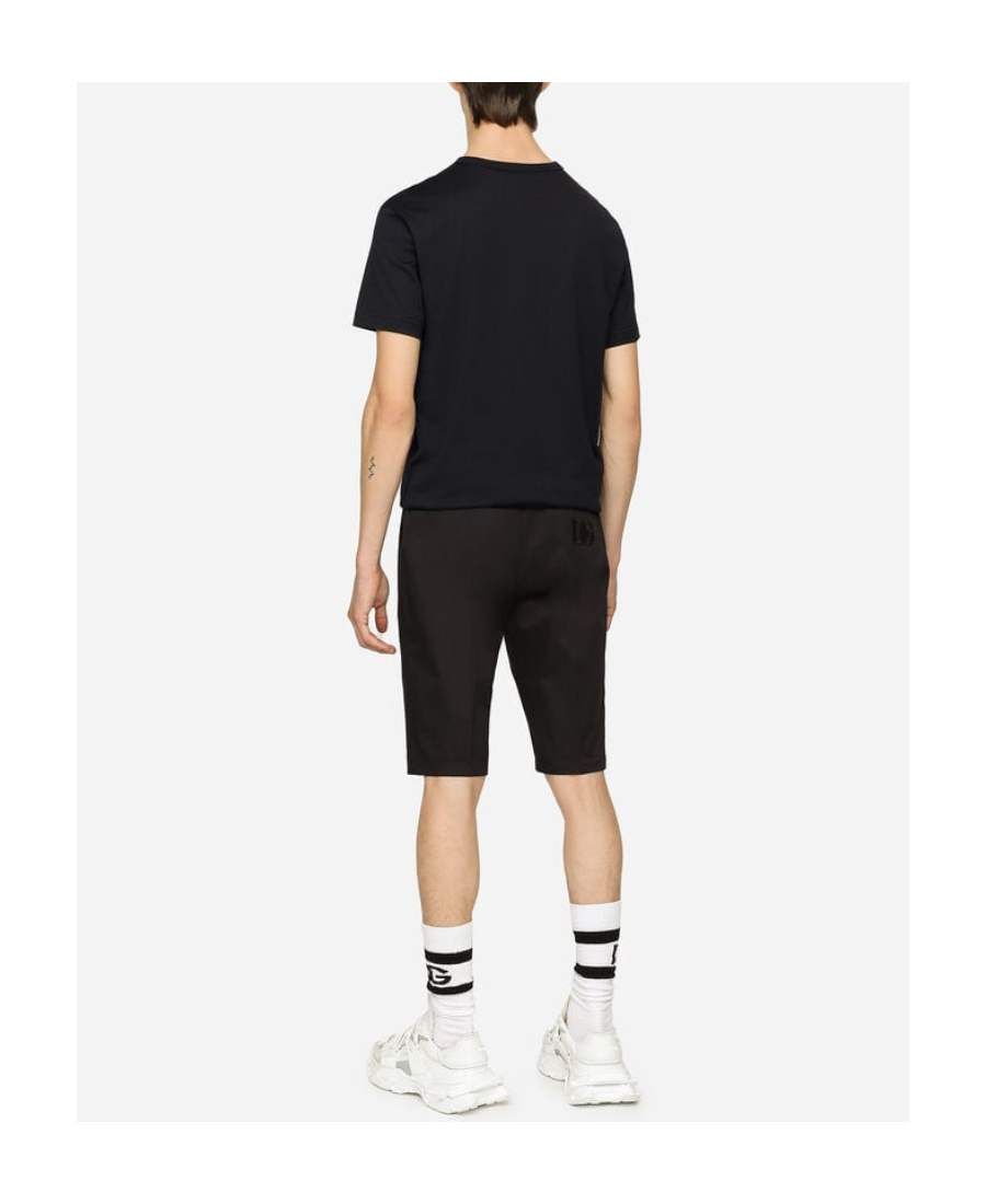 Dolce & Gabbana Cotton T-shirt With Metal Plaque Featuring Front Logo In Black