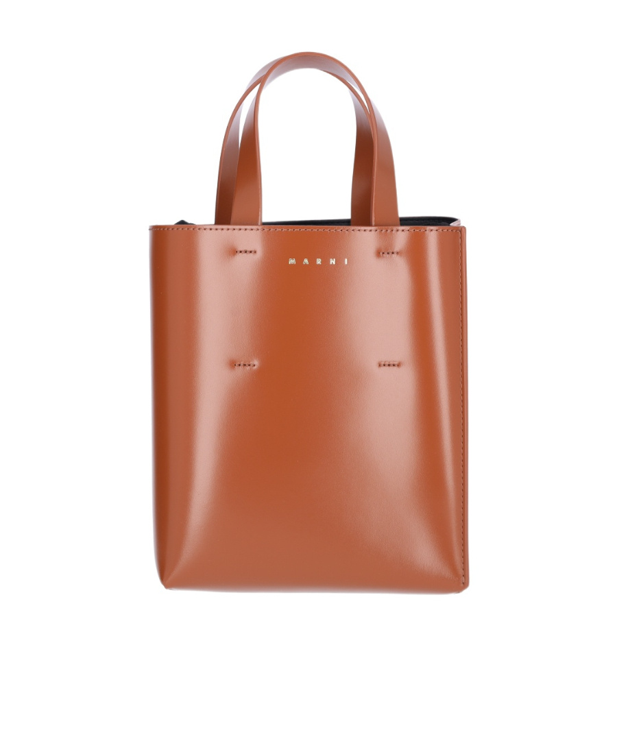 Marni Mini Museo Tote Bag In Brown