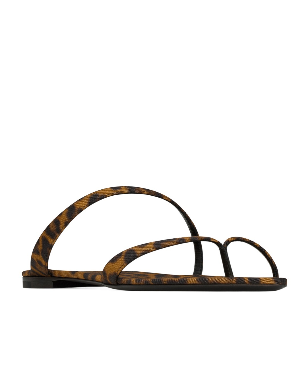 Saint Laurent Women's Tanger Slides In Leopard Grosgrain In Black