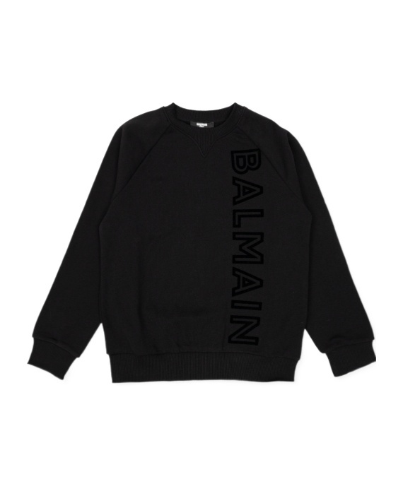 Balmain Logo-print Cotton Sweatshirt In Black