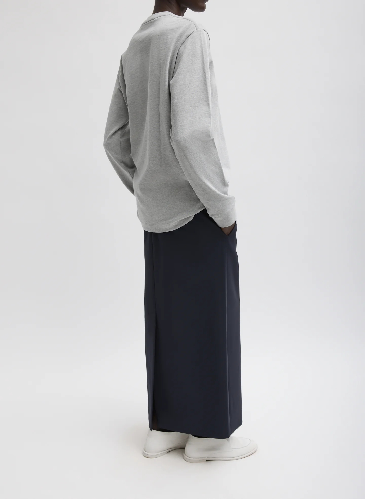Tibi Tropical Wool Maxi Trouser Skirt In Black