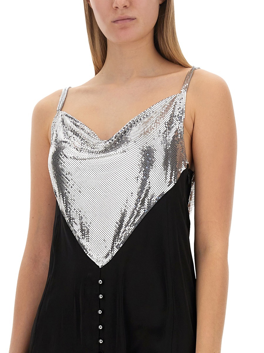 RABANNE PACO RABANNE CHAINMAIL PANELLED COWL-NECK MINI DRESS