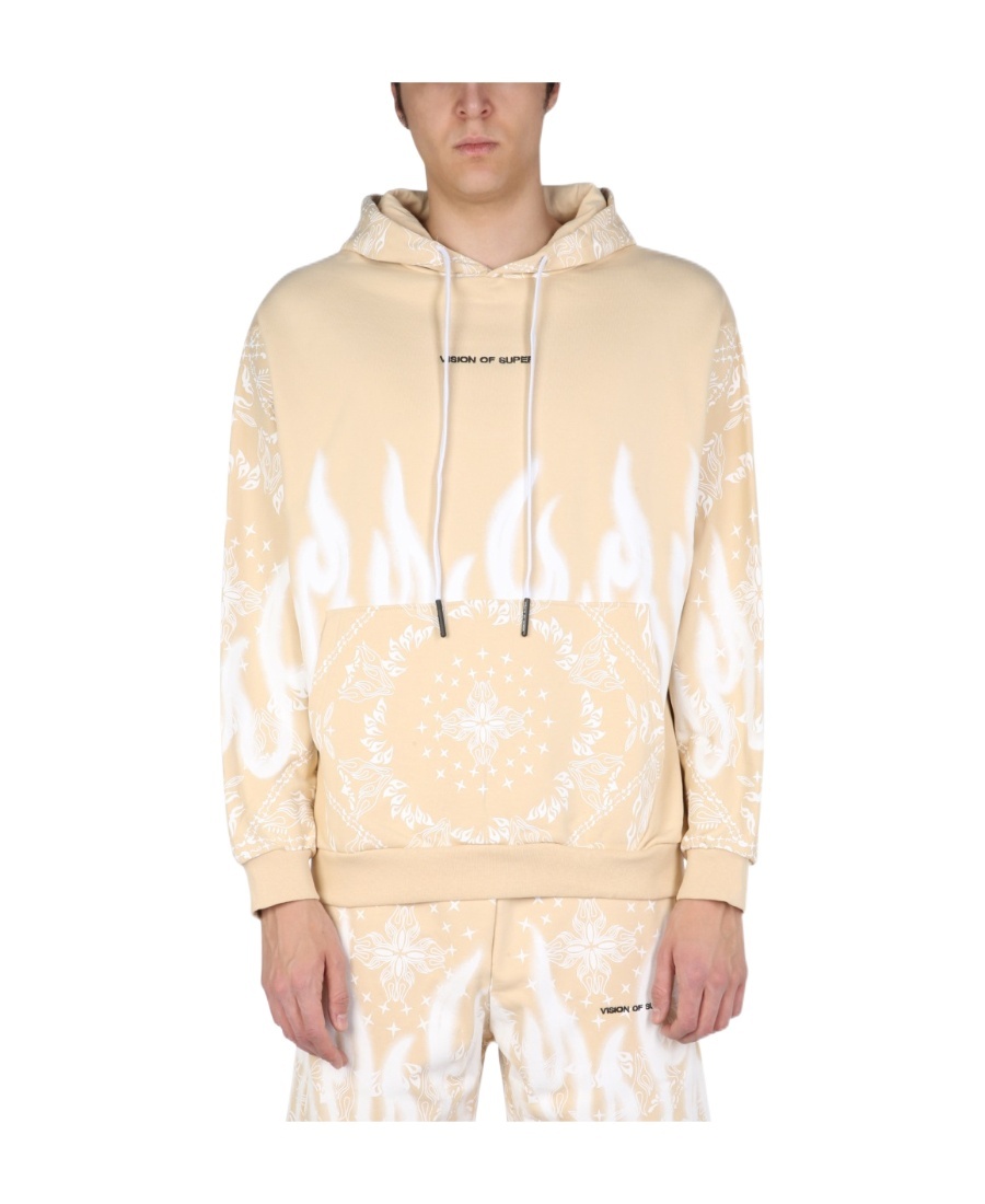 Vision Of Super Sweatshirt With Paisley Pattern In Nude