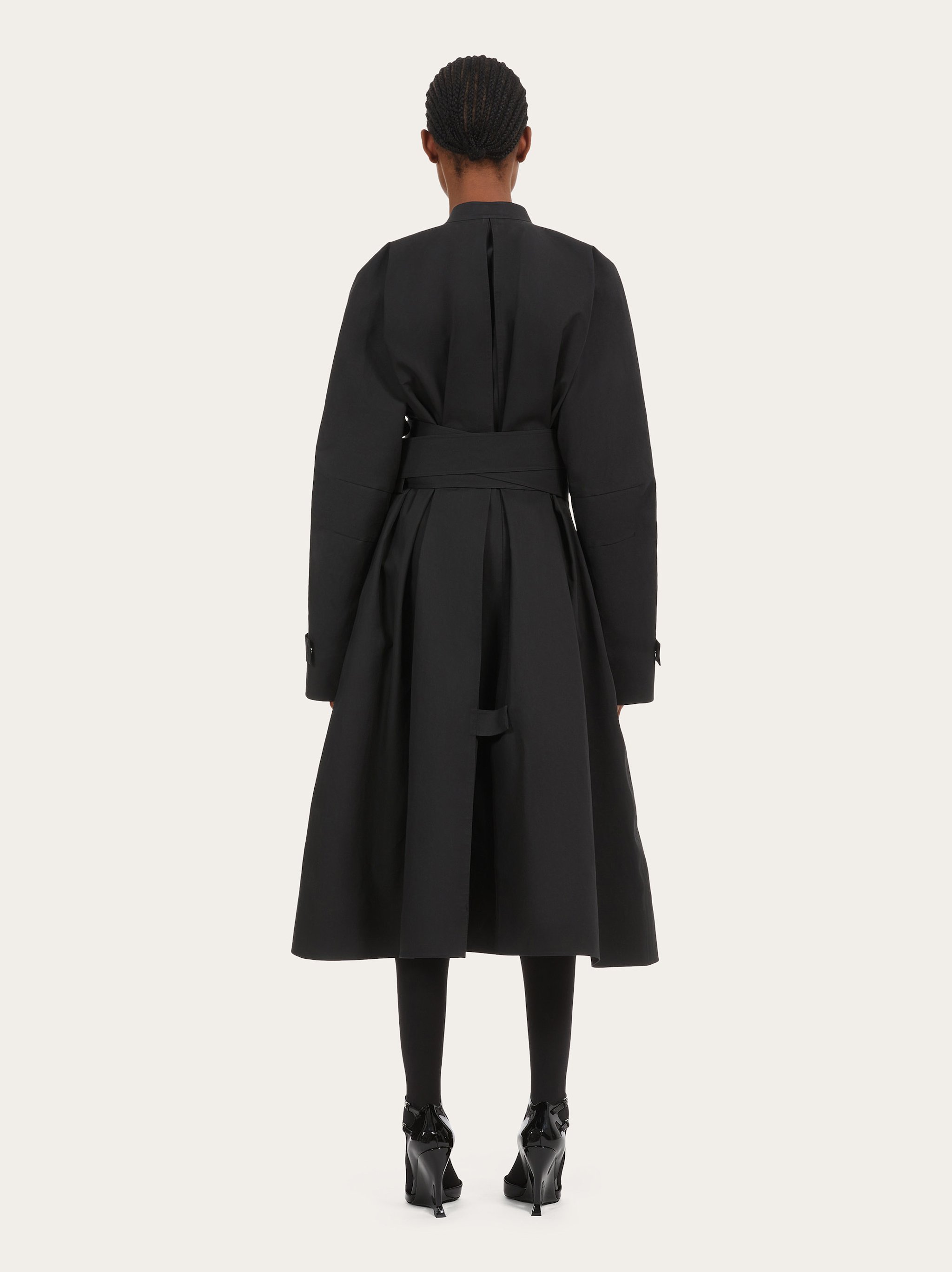 Shop Ferragamo Salvatore High-neck Belted Waist Coat In Black