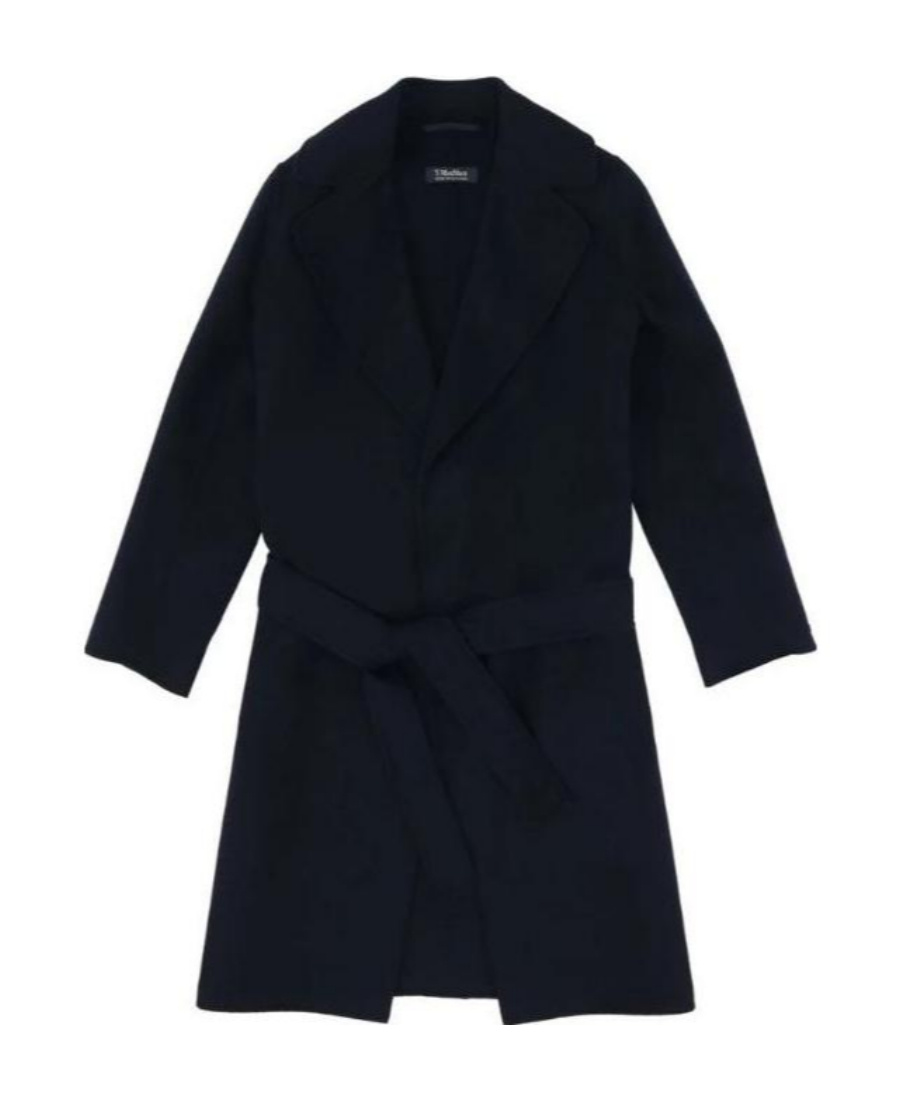 Max Mara Belt Coat In Blue