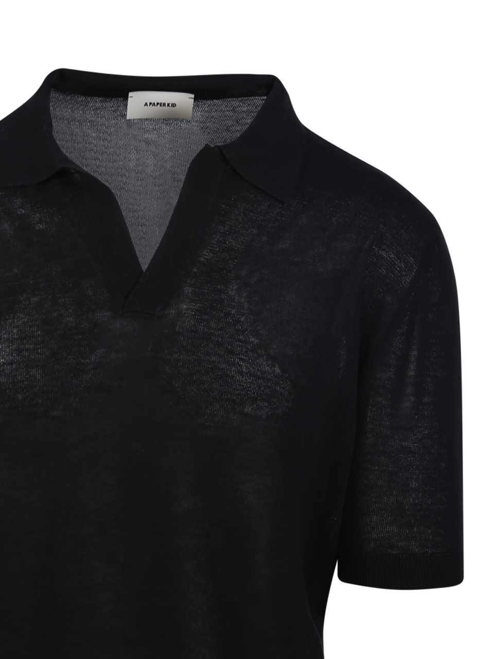 A Paper Kid Fine-knit Polo Shirt In Black