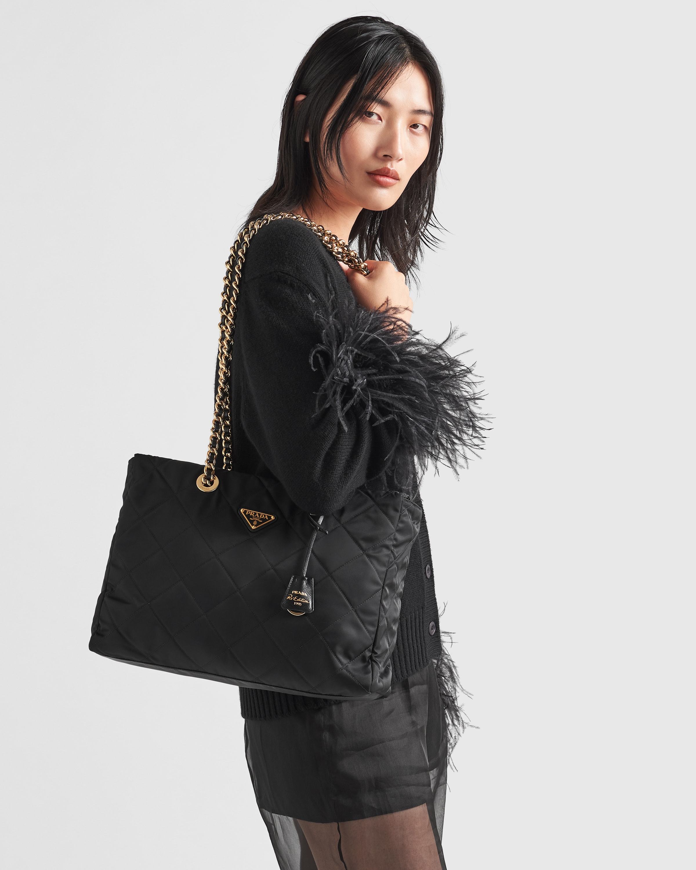 Prada Re-edition 1995 Chaine Medium Re-nylon Bag In Black