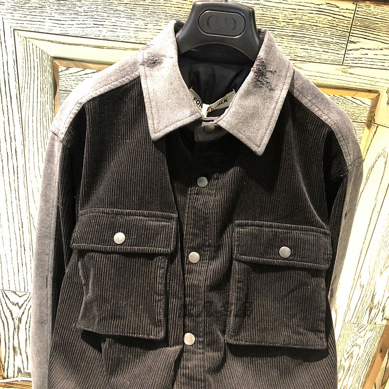 Forcerpblk Corduroy Spliced Casual Jacket In Black