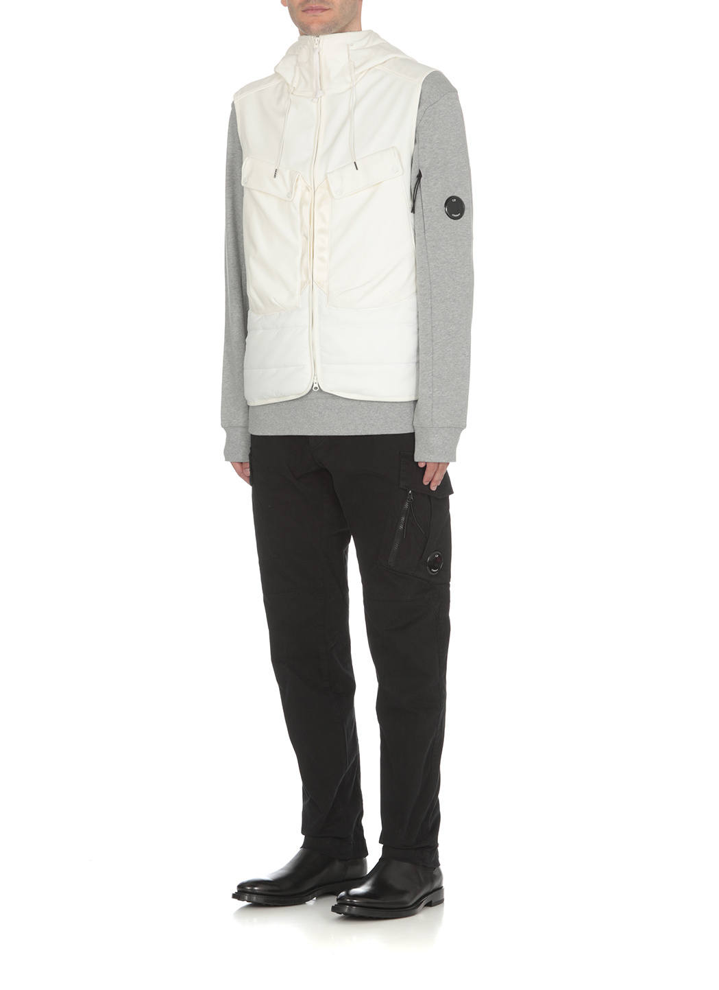 C.p. Company Stand-up Collar Hooded Gilet In White