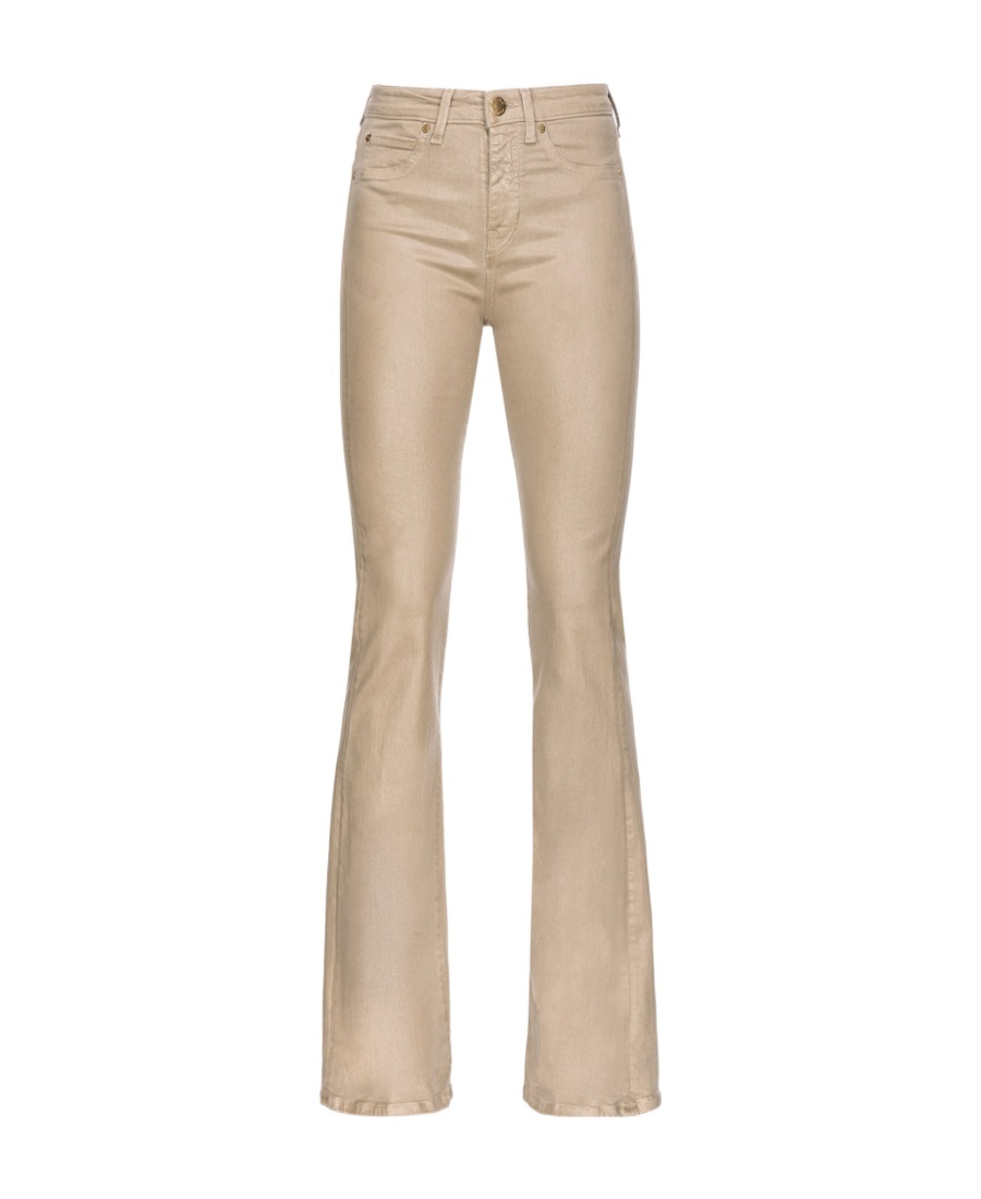 Shop Pinko Coated Flared Jeans In Nude