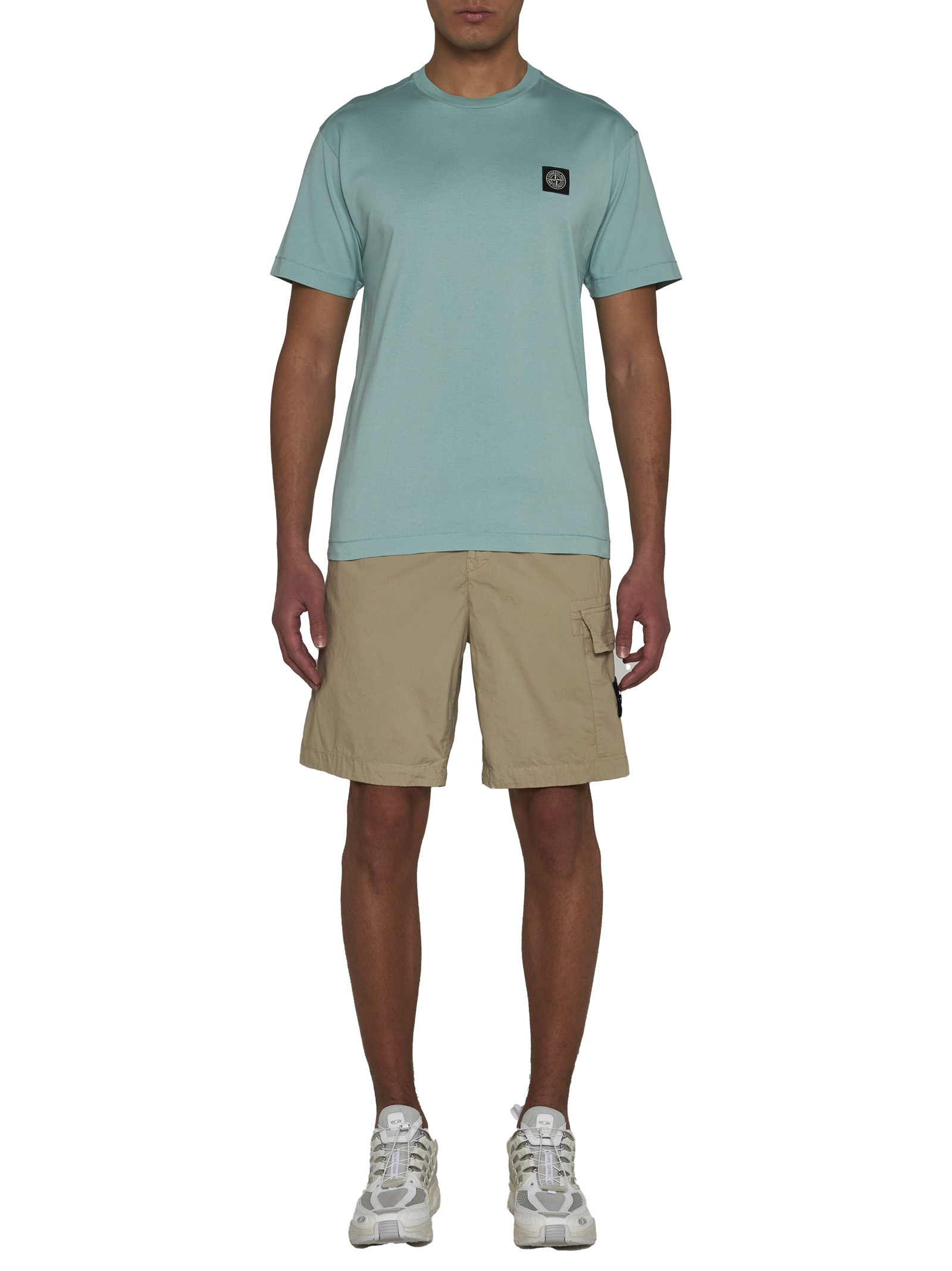 Stone Island Compass-motif Track Cargo Shorts In Nude