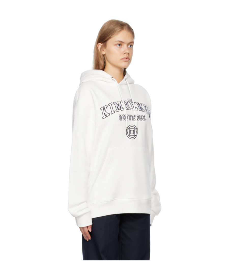 Kimhēkim Embroidered-logo Drawstring Hoodie In White