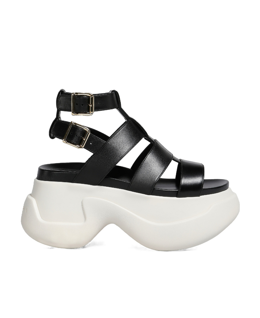 Marni Black Gladiator Platform Sandals In White