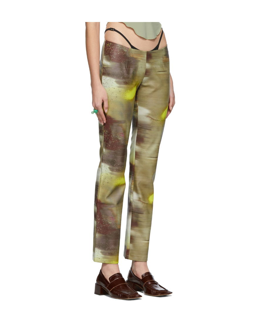 Miaou Multi-color Low-waisted Slim Casual Pants In Green