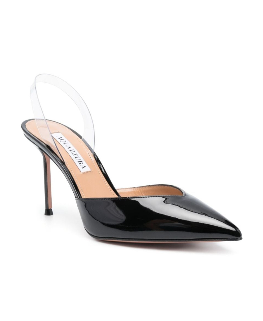 Aquazzura V Plexi 90mm Slingback Pumps In Black
