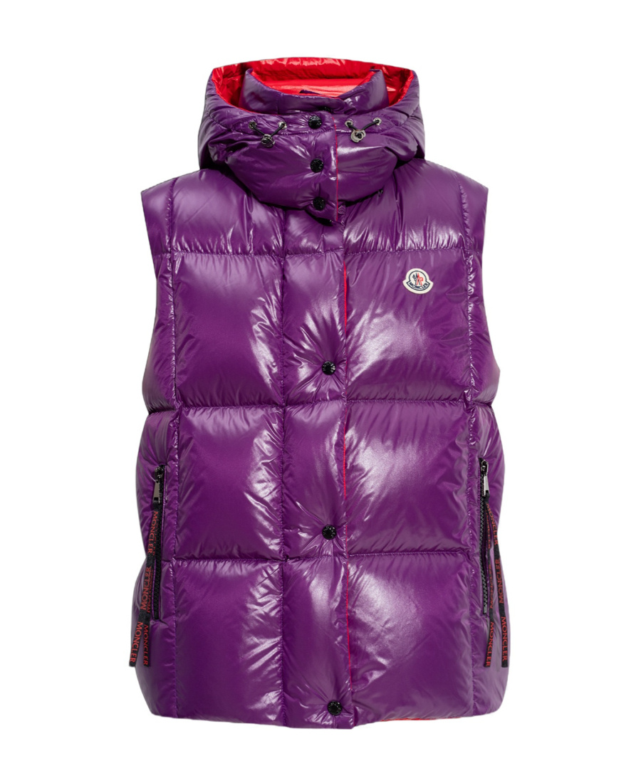 Moncler Luzule Logo-patch Padded Gilet In Purple