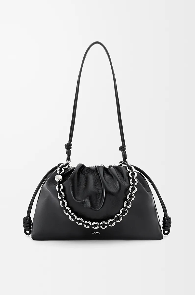 Loewe Large Leather Flamenco Purse Shoulder Bag In Black