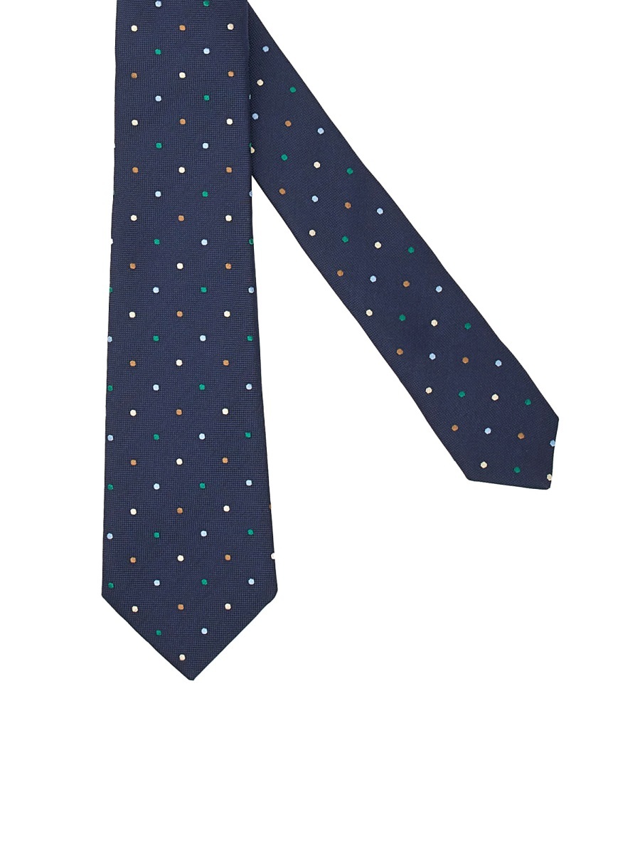 Paul Smith Polka-dot Satin Tie In Blue