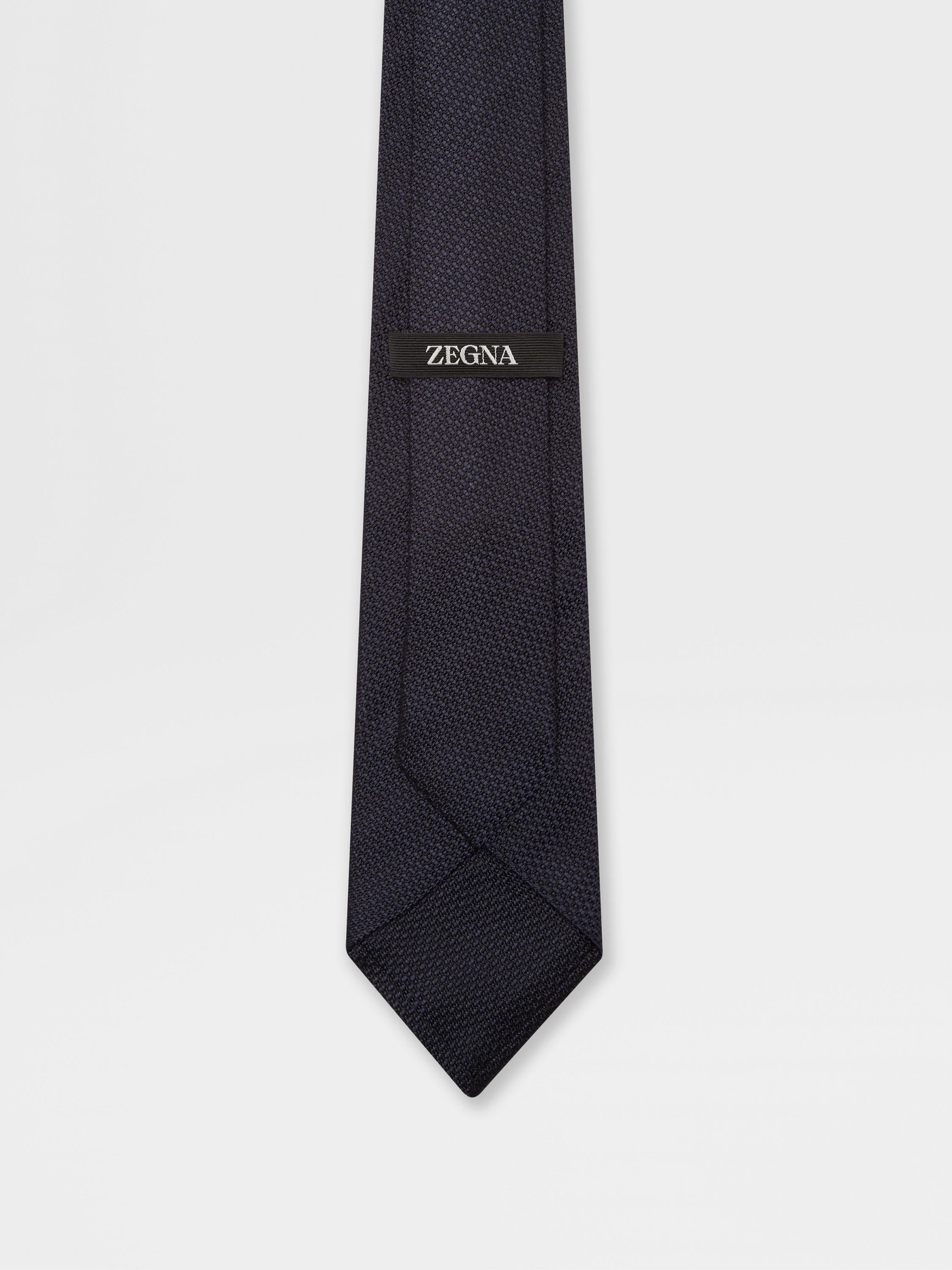 Zegna Silk Patterned Tie In Blue