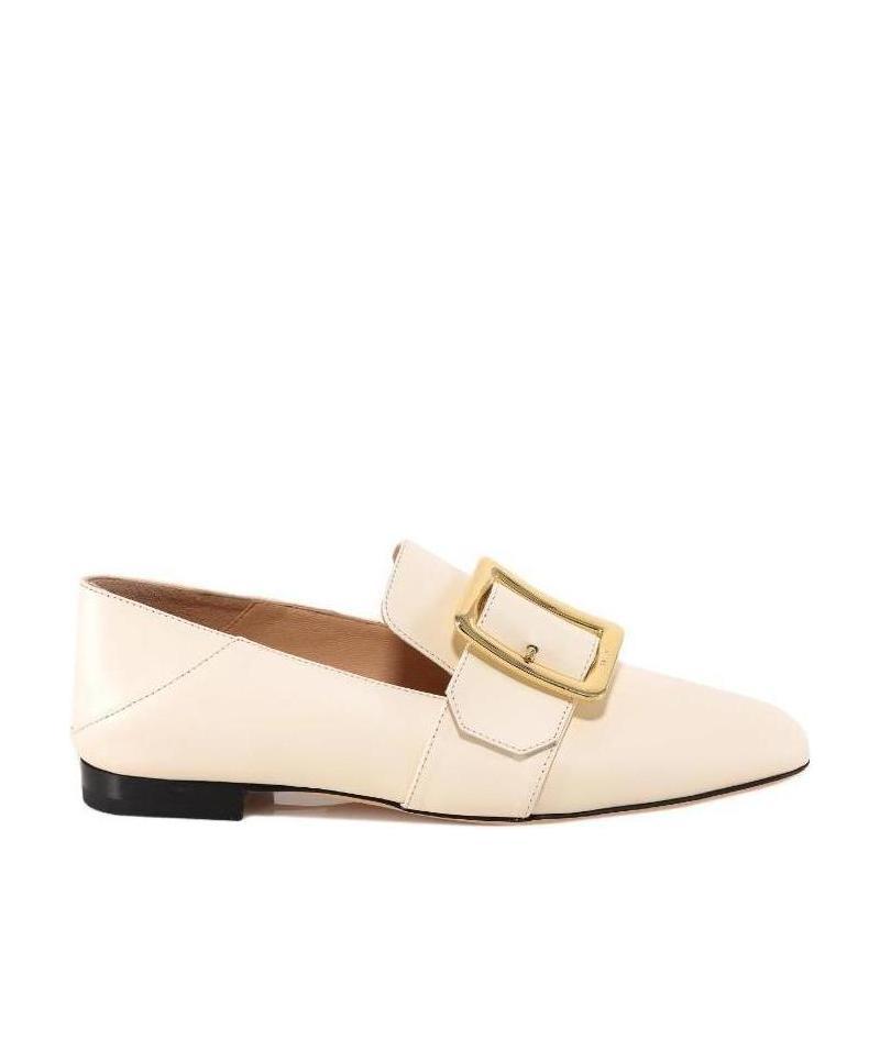 Bally Woman Loafers Ivory Size 8.5 Calfskin In Nude