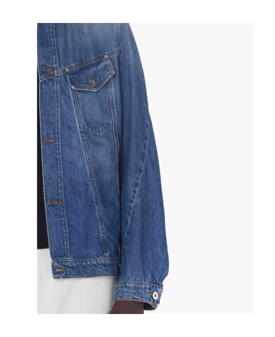 JW ANDERSON JW ANDERSON LOGO EMBROIDERED TWISTED DENIM JACKET