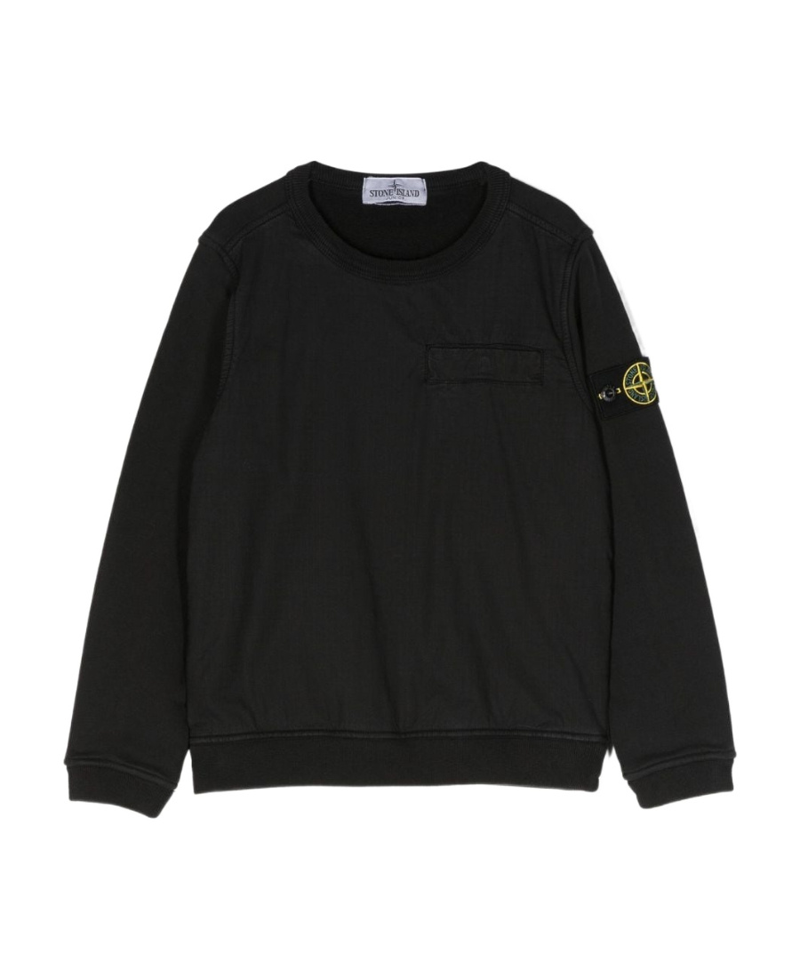 Stone Island Compass-motif Cotton Sweatshirt In Black