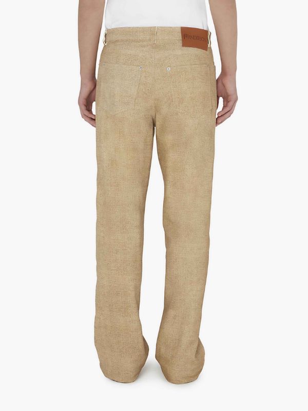 Jw Anderson Leather Straight-leg Trousers In Nude