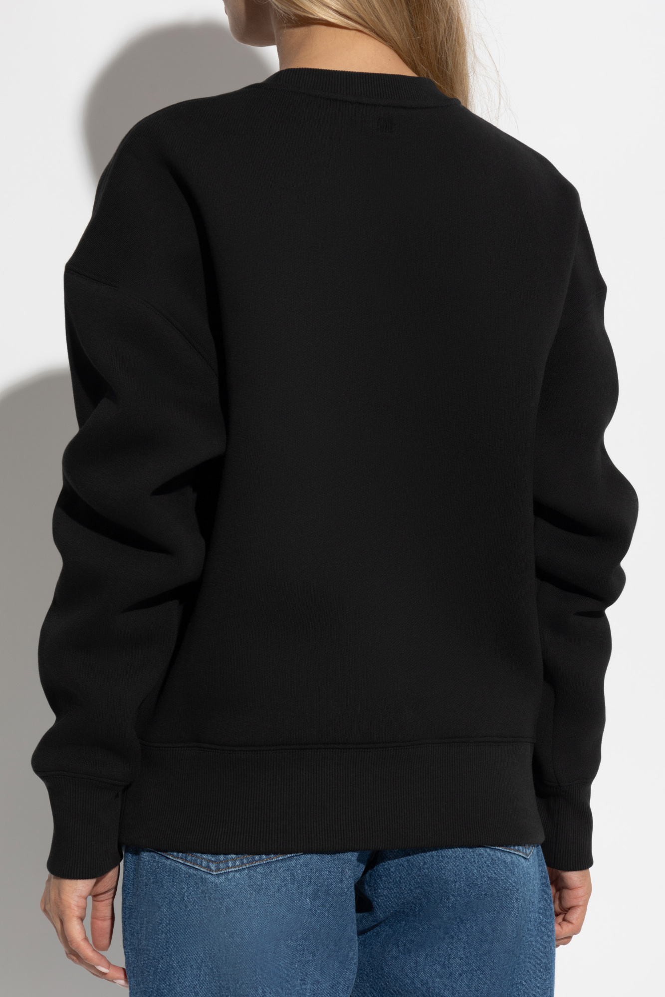 Ami Alexandre Mattiussi Black Ami De Coeur Crewneck Sweatshirt In Black
