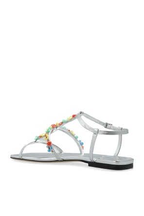 Jimmy Choo Silver Open Toe Sandals In Metallic