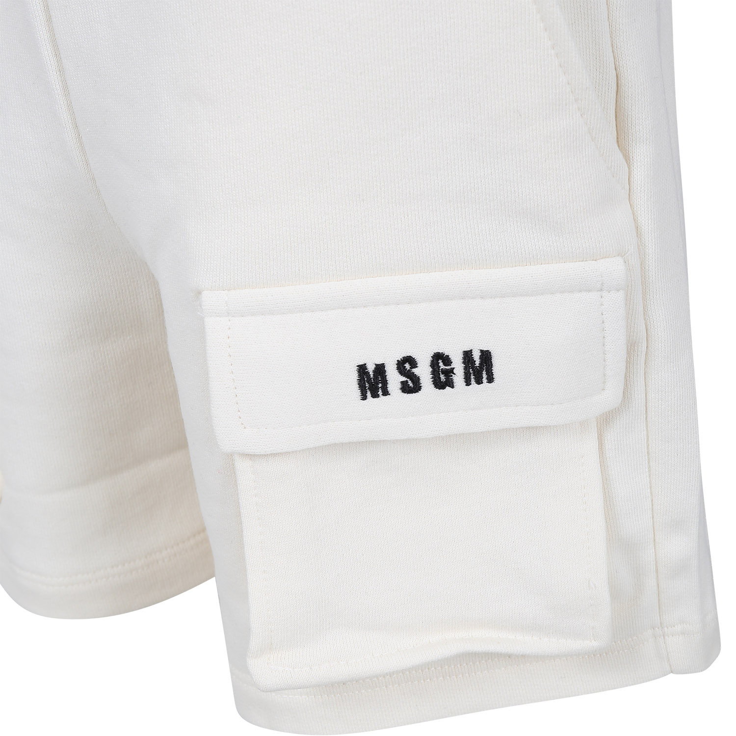 Msgm Embroidered-logo Cargo Shorts In White