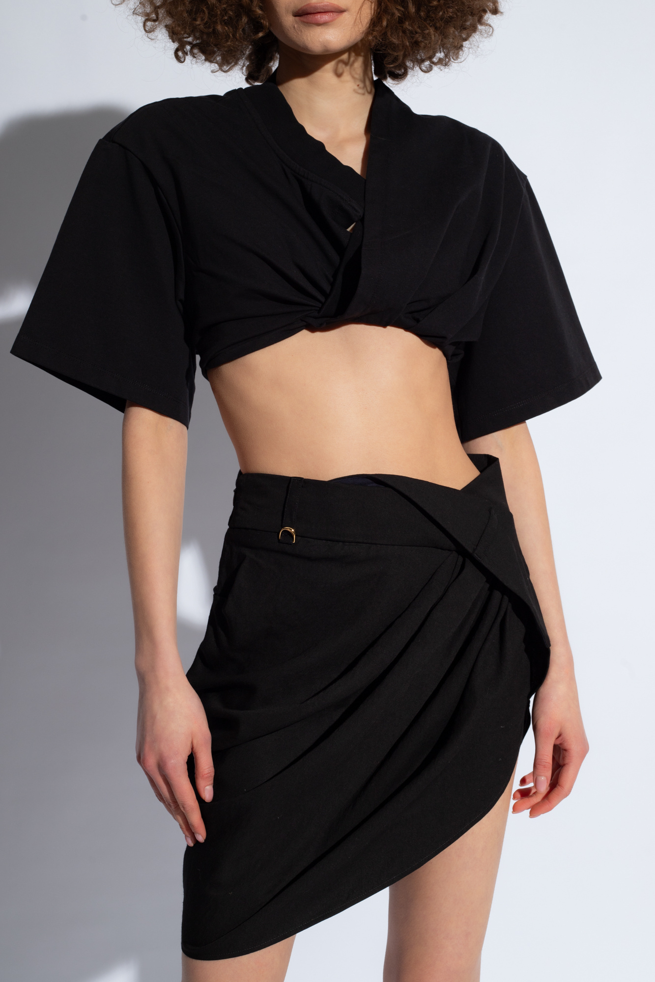 Jacquemus Bahia Twisted Cut-out Mini Dress In Black