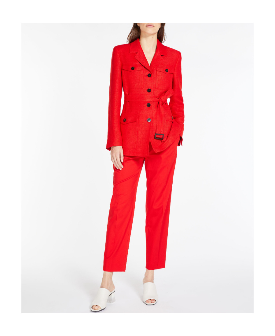 Max Mara Stretch Cotton Gabardine Pipe Pants In Red