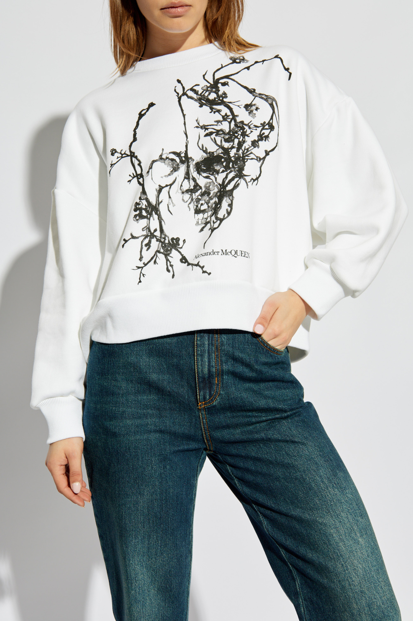 Alexander Mcqueen White Graphic-print Blouse In White