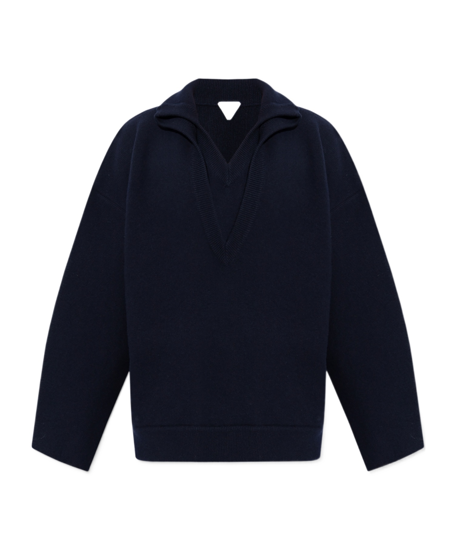 Bottega Veneta Mens Compact Double-v-neck Relaxed-fit Wool Jumper Navy In Black