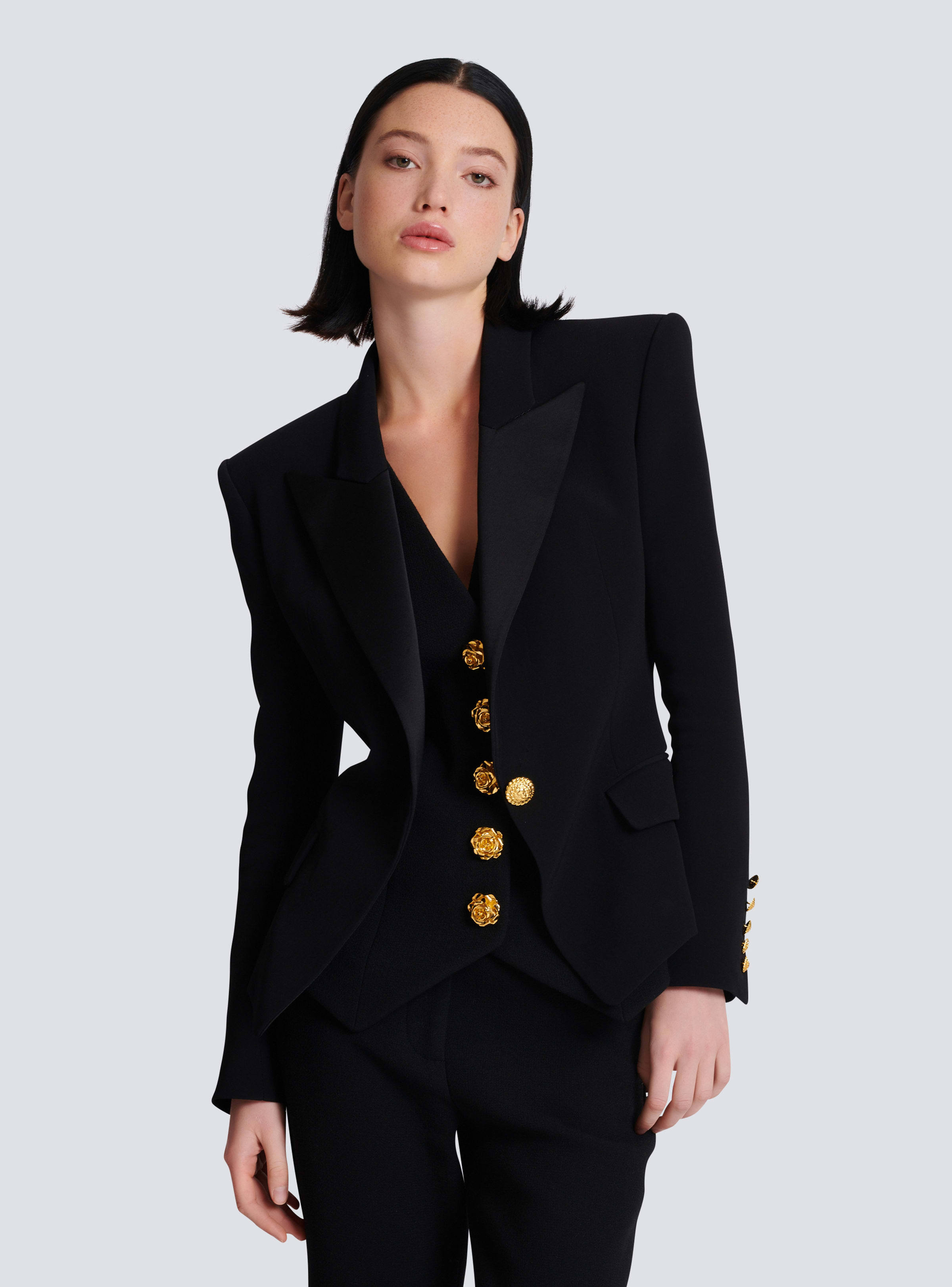 Balmain Cotton-blend Single-breasted Blazer In Black