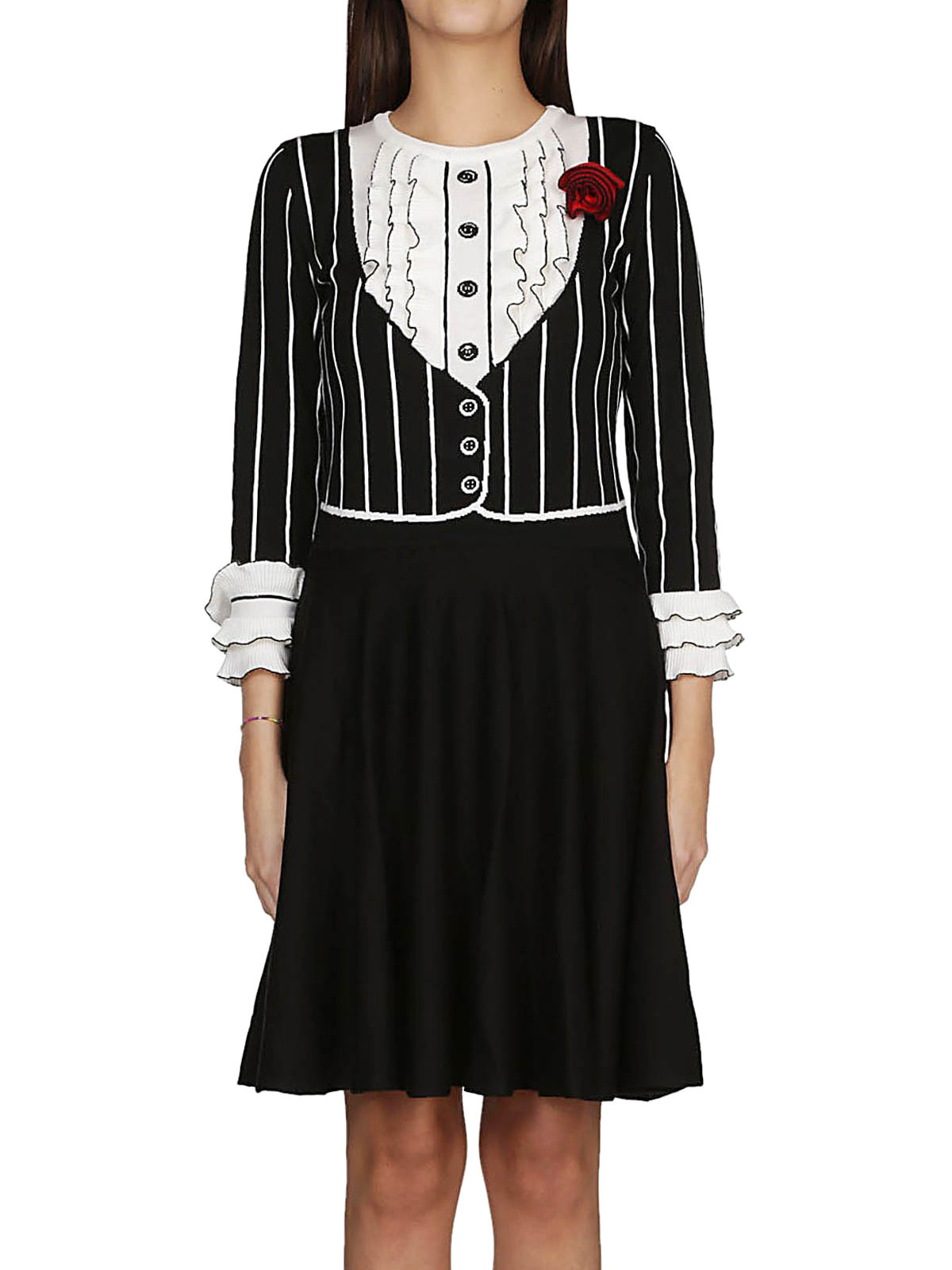 Moschino Wrinkled Round-necked Dress In Black