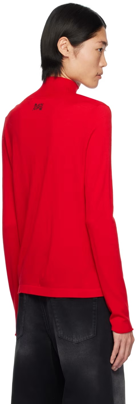 Marni High-neck Long-sleeved Sweater In Red