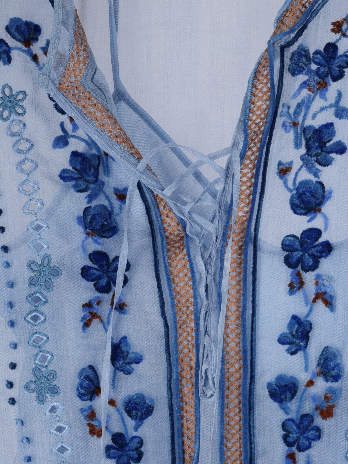 Ermanno Scervino Floral Embroidery Blouse In Blue