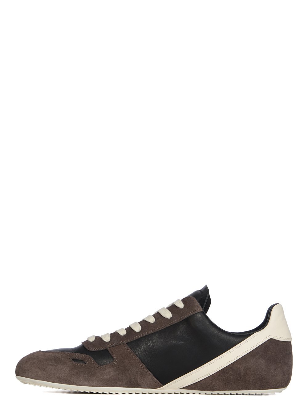 Rick Owens Panelled Suede And Leather Sneakers In Brown