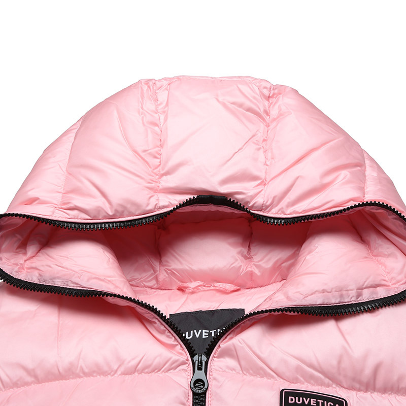 Duvetica Long Sleeved Hooded Down Jacket In Pink