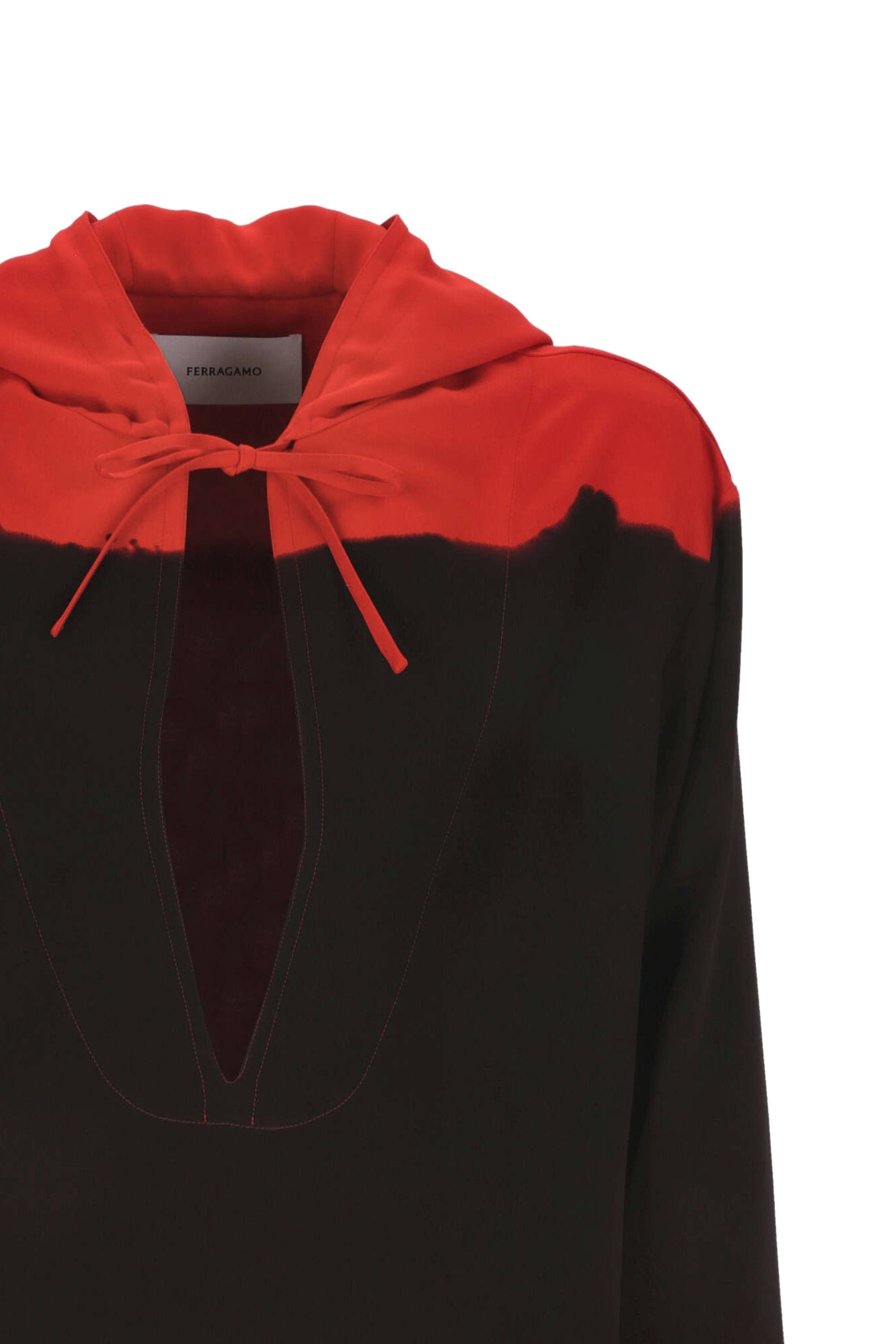 Ferragamo Hooded Blouse Fell Off Shirt And Blouse Multicolor In Black