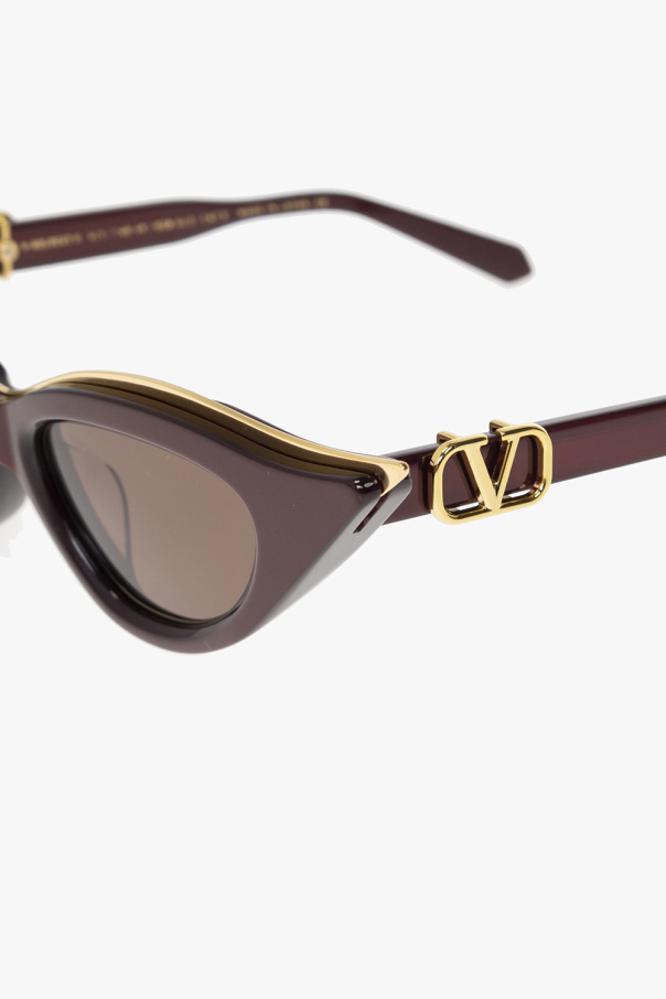 Valentino Logo Sunglasses In Brown
