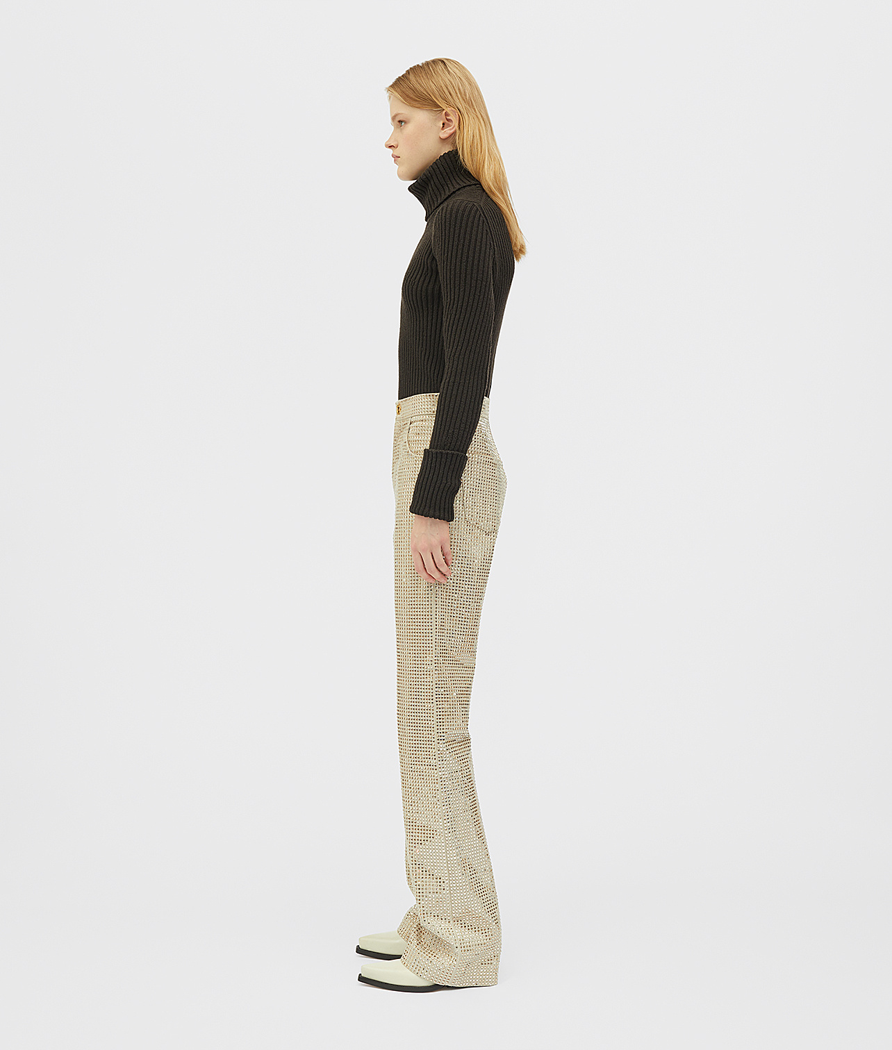 Bottega Veneta Rib Knit Turtleneck Jumper In Brown