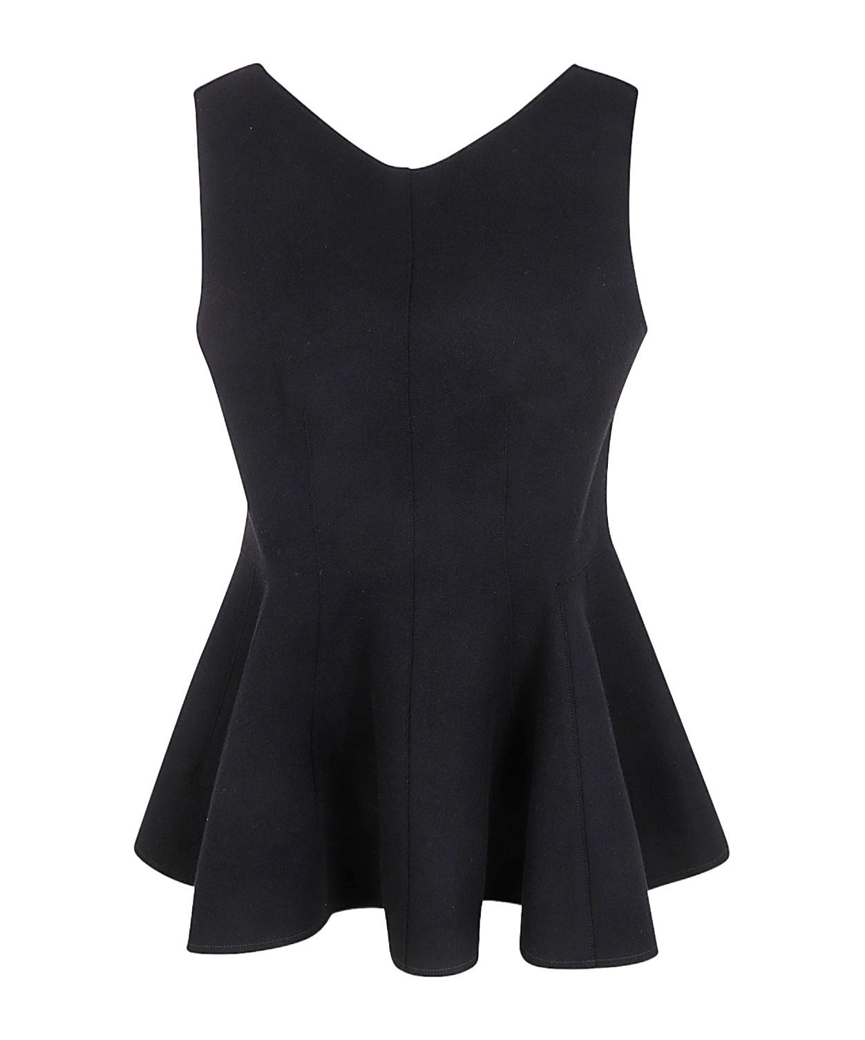 Lanvin Flared Sleeveless Peplum Top In Black
